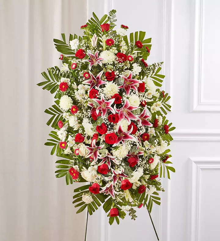 Red Rose and Lily Standing Spray