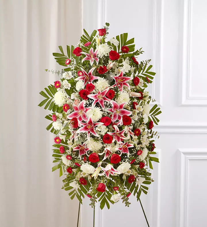 Red Rose and Lily Standing Spray