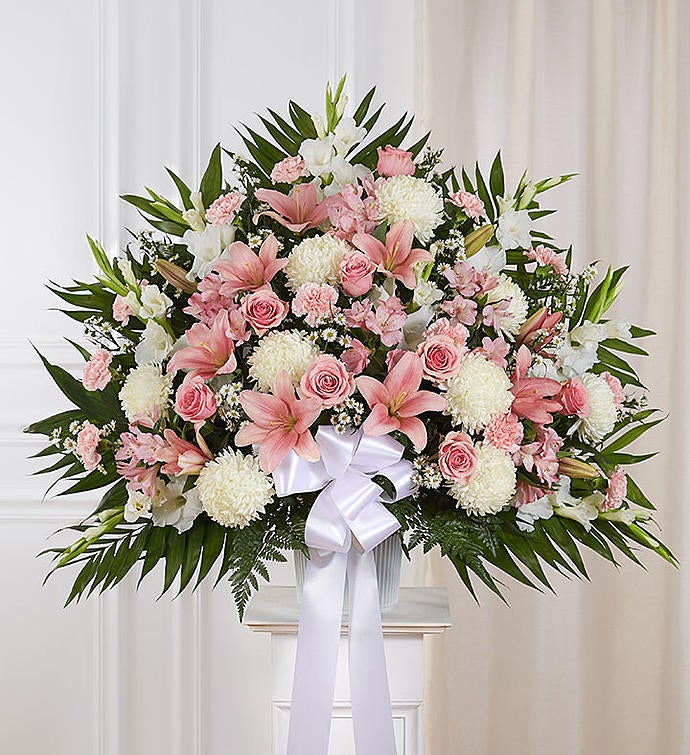 Heartfelt Sympathies Standing Basket- Pink & White