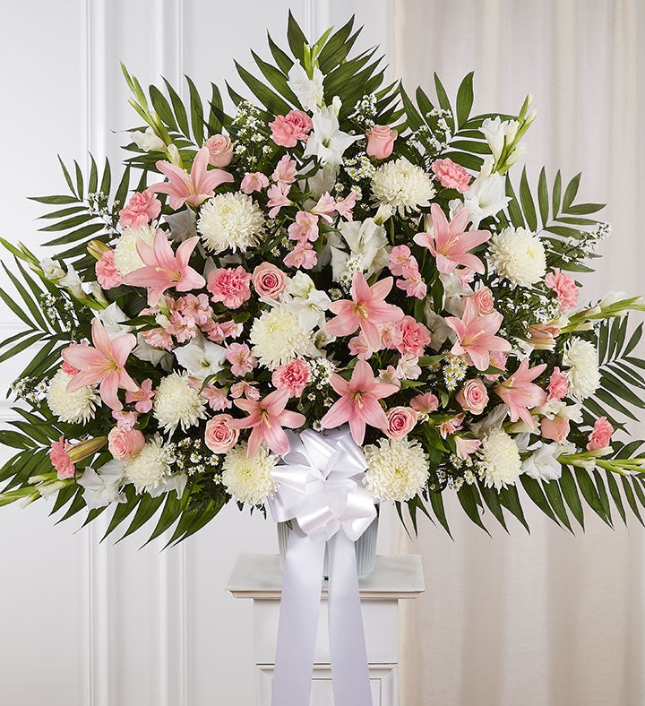 Heartfelt Sympathies Standing Basket- Pink & White