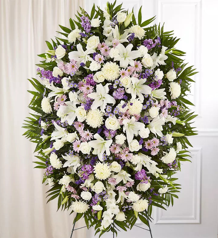 Lavender and White Funeral Standing Spray