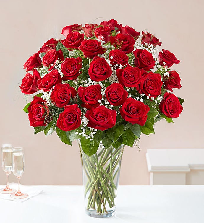 Deluxe Elegance Long Stem Red Roses