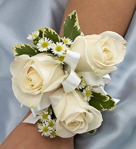 Three White Rose Corsage