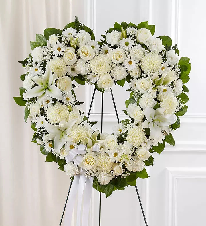 Always Remember Floral Heart Tribute- White