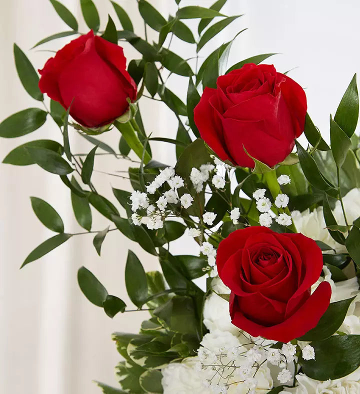 Always in My Heart Floral Heart Red & White