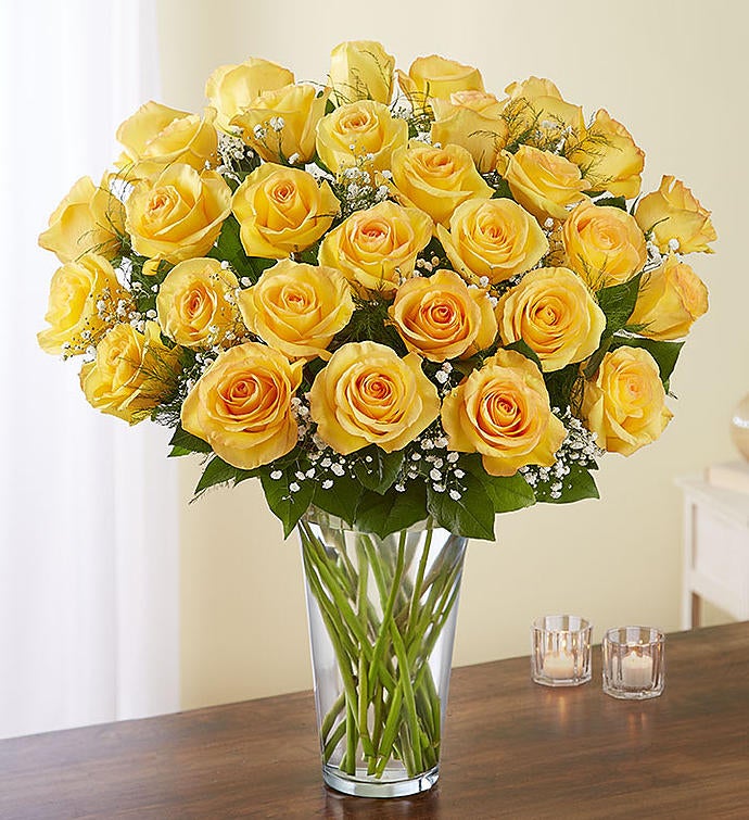 Deluxe Elegance Long Stem Yellow Roses
