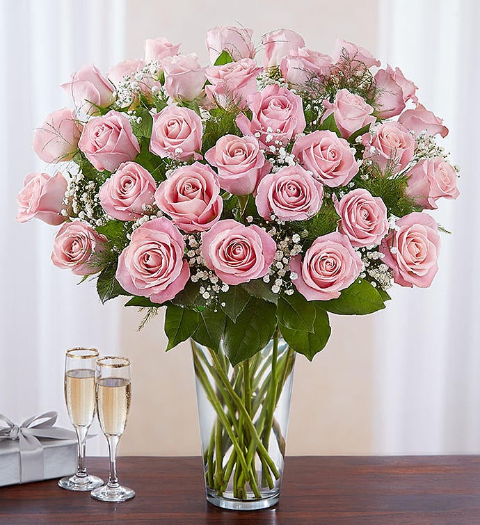 Deluxe Elegance Long Stem Pink Roses
