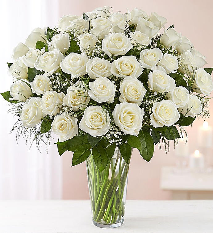 Deluxe Elegance Long Stem White Roses