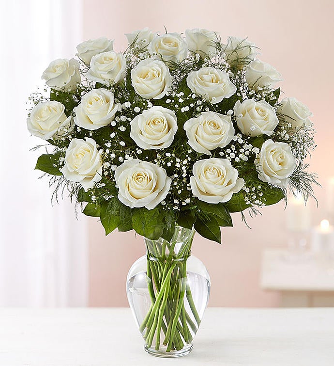 Deluxe Elegance Long Stem White Roses