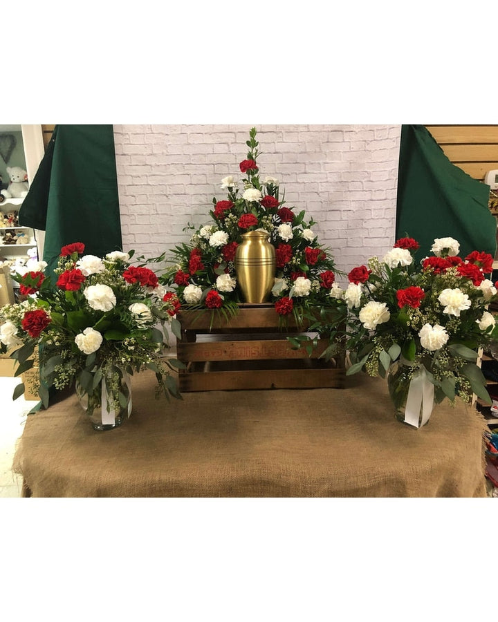 Red and White Vase Arrangement