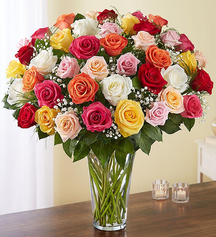Deluxe Elegance Long Stem Assorted Roses
