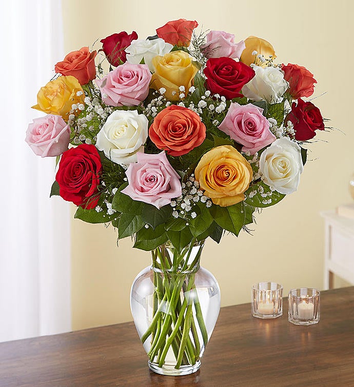 Deluxe Elegance Long Stem Assorted Roses