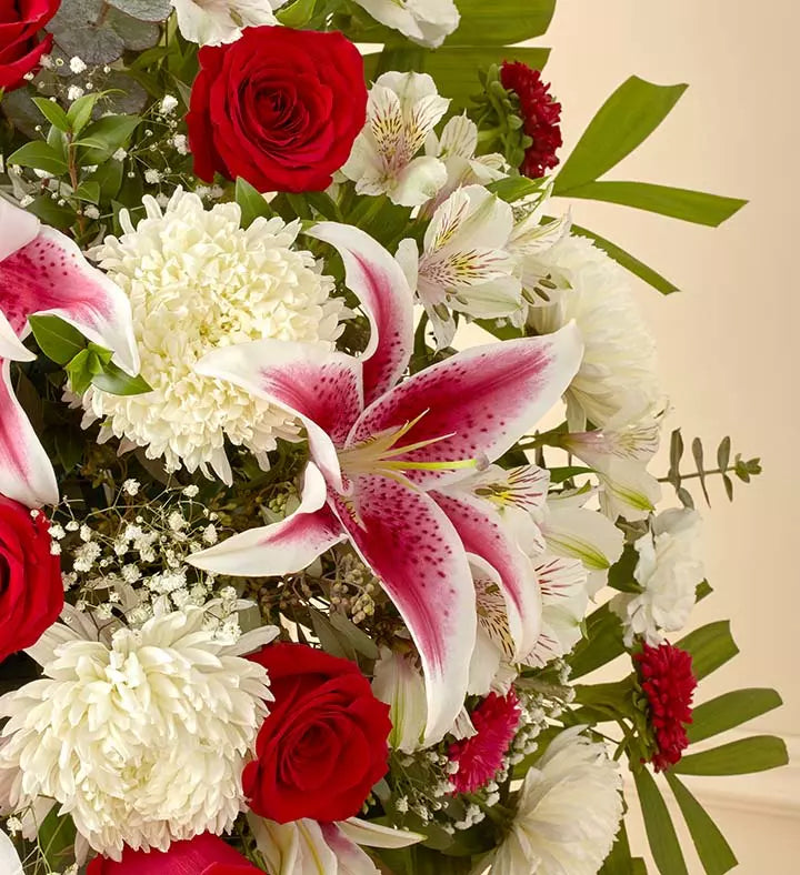 Red Rose and Lily Standing Spray